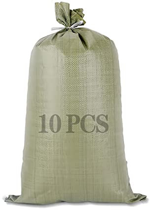 QINGJIE 10 x Sacs de Sable en polypropylène tissé Vert Non remplis pour la défense Contre Les inondations. Anti-UV et imputrescible(Size:40 x 60cm/15.7 W x 23.6 H,Color:Vert)