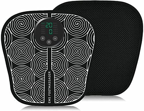 Massaggiatore Piedi, EMS Massaggiatore Elettrico per Piedi, 12 Modalità 18 Intensità Massaggiatore Plantare Pieghevole Portatile per Circolazione Sanguigna e il Sollievo dal Dolore Muscolare