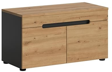 xonox.home Garderobe Canu X4CE1631 Sitzbank Bank Schuhregal in Front Artisan Nb., Korpus Basalt grau Nb., Absetzung Artisan Nb.ca. 80x45x37 cm