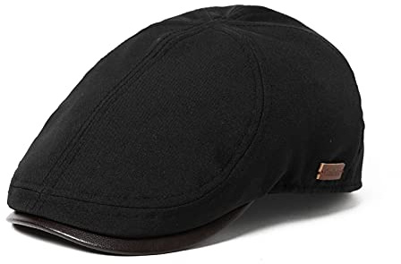 TOP-EX Mens Flat Cap - Stylish Peaked Newsboy Cap Baker Boy Hat for Golf, Fishing, Gatsby Duckbill Cap for Shooting, Walking, Hunting Black 3XL