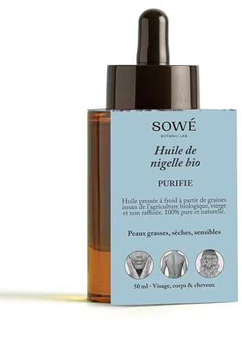 HUILE DE NIGELLE - BIO ET PRESSÉE À FROID - PEAUX GRASSES, SÈCHES, SENSIBLES - 50ml - Apaise et Revitalise - Visage, corps et cheveux - Parfum de soin offert