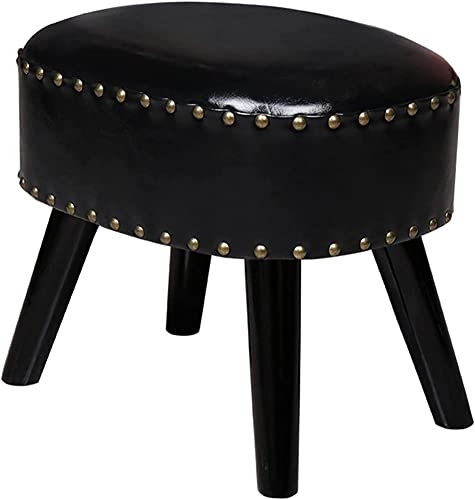 CCKUHN Ottomans-Fußhocker, 16 Zoll, Ottoman-Fußstütze unter dem Schreibtisch, brauner, mit Kunstleder gepolsterter Schuhwechselhocker, Kleiner Frisierstuhl, Massivholzbank mit leisen, rut