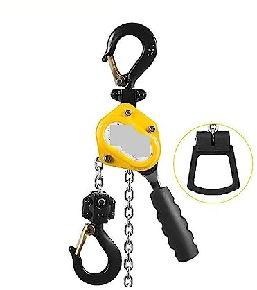 0.25T-0.75 T Mini palan à chaîne à levier manuel (robuste) 1.5M/3M/4.5M/6M crochet de levage bloc à main Portable Pour les voitures, l'amélioration de l'habitat(3M,0.25 Ton)