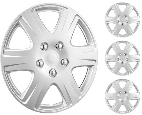 VEVOR Enjoliveurs de Jante de Roue 38 cm de Diamètre, Couvre-Jante en ABS et PC, Résistant aux Rayures, avec Trou de Buse à Pression et Valve, Moins de Résistance au Vent, Protection des Roues, 4PCs