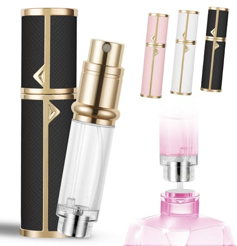 LOPHE Flacon Pulvérisateur De Parfum en Cuir PU,Vaporisateur De Parfum De Voyage, aporisateur de Parfum de Voyage Rechargeable et Réutilisable,Adapté Aux Rencontres,Au Travail,Aux Vacances,Noir