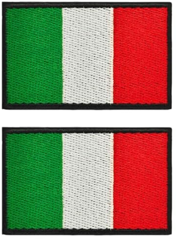 Italy Flag Patch, 2 Pezzi, Bandiera Italiana Italiano Emblema Nazionale Termoadesiva Cucibile Ricamata, toppa con chiusura a strappo, for Military Uniform Tactical Bag Jacket Jeans Hat, Multicolore