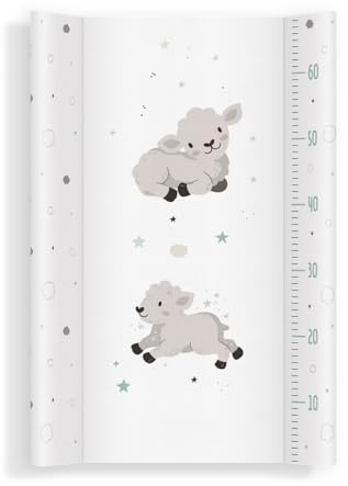 Matelas à langer 70x47 cm blanc avec mouton – lavable & doux, bords profilés pour plus de sécurité – coussin à langer pour table à langer – matelas de change bébé