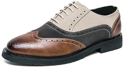 Zapatos de vestir con cordones for hombre, de dos tonos, Oxfords, color contrastante, con cordones, formales, for bodas, negocios, informales, suela de goma(Wei�,45 EU)