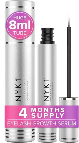 NYK1 CONCENTRATED Eyelash Growth Serum (XL - 8ml) LashForce Eyelash Serum For Growth And Thickness - Eye Lash Serums For Easy Application And Long Lasting Results For Fuller And Longer Lashes