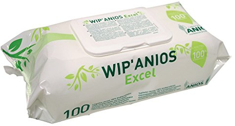 MEDIQ Wip'Anios Excel - 100 Lingettes Nettoyantes et Désinfectantes Biodégradables