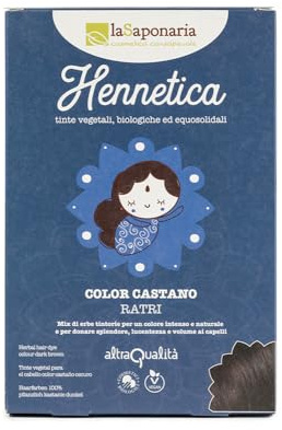 La Saponaria | Tinte vegetal de henna. Coloración ecológica,duradera y sin químicos, Tinte natural a base de plantas, 100 g (Marrón oscuro, 100g)