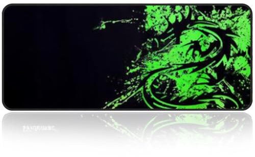 Qisan Large gaming Mouse Pad/Mat Extended Large Size Mousepad for Computer Laptop 31.5x11.8x0.15 Keyboard Pad Desk Pad with Anti-slip Rubber Base Rectangle Mouse Pad Mat-Black & Green
