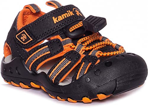 Kamik Unisex-Kinder Crab Geschlossene Sandalen, Schwarz (Blk Orange Charcoal BOC), 29 EU