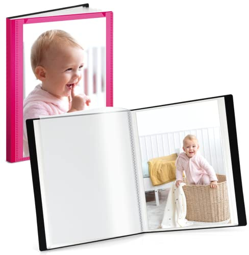 CRANBURY Small Photo Album 4x6 (Pink), 2-Pack 4 x 6 Photo Book, 24 Pockets Shows 48 Pictures, Mini Plastic Picture Album Binder with Customizable Cover