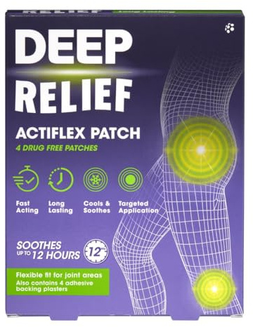 Deep Relief Actiflex Patch (Pack of 4 Patches) | Flexible Patches Designed To Provide Targeted Soothing Relief For Up To 12 Hours, Drug Free, No-Mess Application