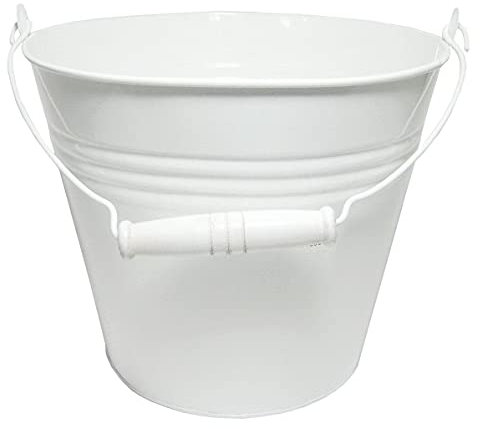 Zinkeimer mit Holzgriff/weiß / 7 Liter