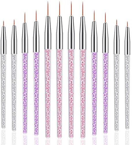 12 Pieces Makeup Brush Art Fine Point Eyeliner Brush Cosmetic Gel Graphic Eyeliner Applicator for Wet Powder Liquid Gel