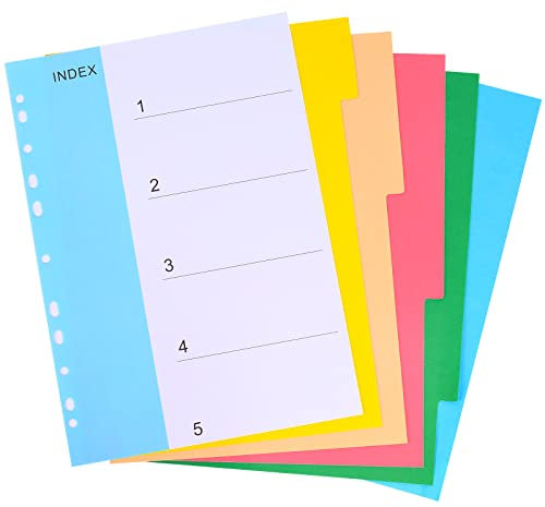 LELADY 5-teiliges Register, 10 Stück Register Farbig A4, Ordner Trennblätter DIN A4, Papier Trennblätter für Ordner, File Dividers