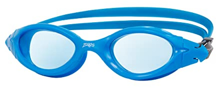 Zoggs Panorama Kids Swimming Goggles (Blue Lens, Blue/Grey, 6-14 Years) with Tinted UV Protection & Soft, Anti-Leak Seal, Wide Vision with Anti-Fog, Junior Boys & Girls Swim Goggles Kids