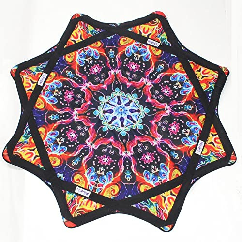 Mougee - Classic Flow Star - for Beginners & Advanced - Fun & Challenging - Double Stitched Flow Toy - Vibrant Colors & Patterns Durable - 27” Diameter - Kaleidoscope