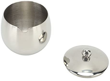 Zuccheriera in Acciaio Inossidabile, Lavabile in Lavastoviglie, Stabile Barattolo per Spezie, Antiruggine, Resistente Agli Acidi, a Forma di Tamburo con Coperchio per la (Argento)