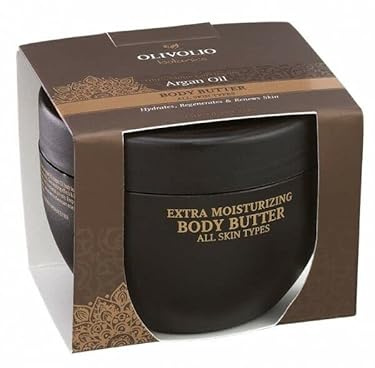 Olivolio Body smör/kroppssmör med 100 % ekologisk arganolja och 93 % naturliga ingredienser – utan mineralolja och parabener – 250 ml