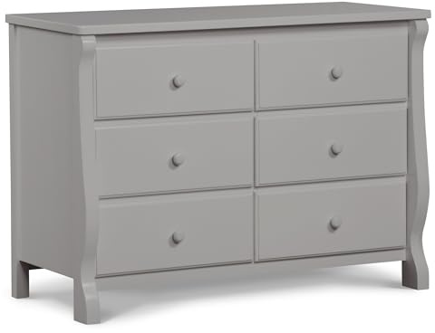 Delta Children Universal 6 Drawer Dresser with Interlocking Drawers - Greenguard Gold Certified, Grey