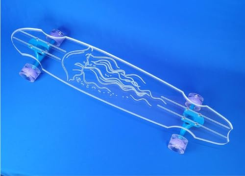 GHOST BOARDS Clear Longboard Skateboard - Transparent Acrylic Long Boards with Light-Up LED Wheels for Smooth Rides - Ride the Streets in Style with Longboard Built for Beginners & Pros Alike