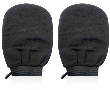 2 Stück Peeling-Handschuhe für den Körper, Peeling-Handschuhe aus Seide, Peeling-Handschuhe für den Körper, Peeling-Handschuhe, Körperreinigungshandschuhe, Duschhandschuhe (schwarz)