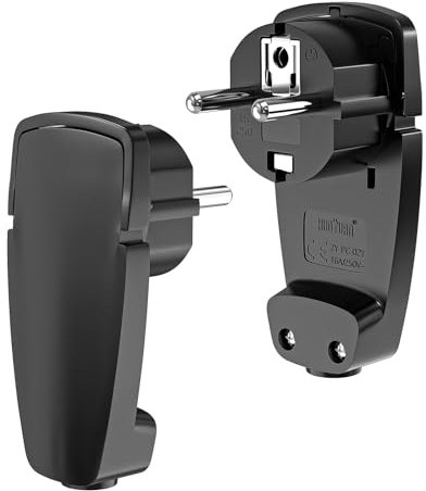 VIEVRE 2 Stücke Winkelstecker 250V (16A) Flach,Schuko Stecker Flach,Eurostecker,Flachstecker,Winkelstecker Flach,Schukostecker Schwarz,Schukostecker Winkel,Schukostecker Flach für Kabel bis 3x1,5 mm²