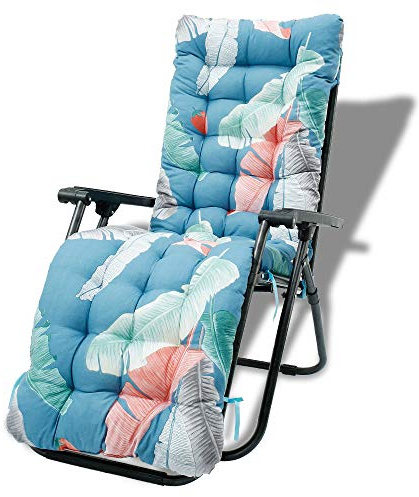 Cojín Acolchado para Tumbona con Reposapiés - 170 x 50 cm, Reclinable para Patio y Jardín, para Interiores