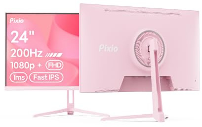 Pixio PX248 Wave Pink 24 inch 200Hz Refresh Rate FHD 1080p Resolution Fast IPS Panel 1ms GTG Response Time Built-in Speakers Gaming Monitor with Adaptive Sync
