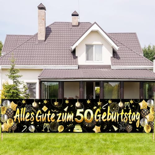 ParPix Banner 50 Geburtstag Mann Frau Deko, 50 Geburtstag Deko Girlande, Geburtstagsbanner Deko 50. Geburtstage Mann, Deko 50 Geburtstage Frau,Geburtstags 50 Jahre,Geburtstagsdeko 50er Banner 180×40cm