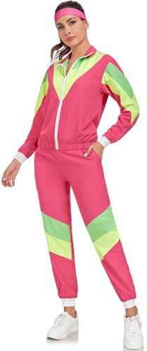 SIZGAROOT 80s 90s Retro Windbreaker Set Womens Tracksuit Workout Outfit Track Suit for Women