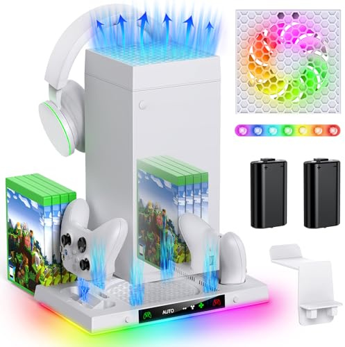 Auto Cooling Fan Charge Stand Accessories for Xbox Series X Console (White)