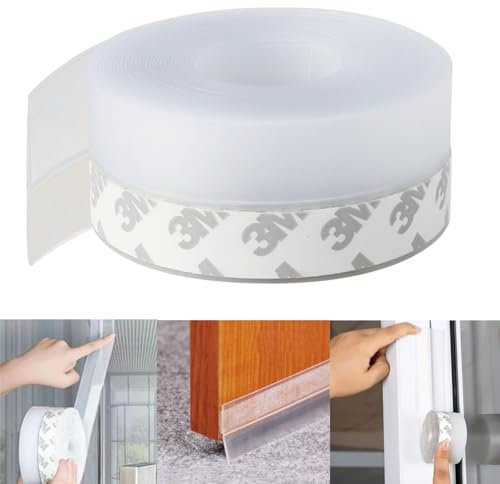 MHwan Draft Excluder for Doors, Lengthened and Widened 10Mx25MM, Window Seal Strip, Weatherproof, Dustproof, Insect-Proof, Soundproof, Self-Adhesive Strong Draught Excluder Tape