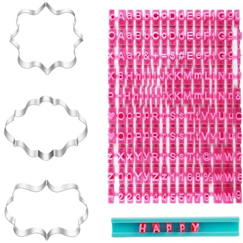 Alfabeto Numero Fondente Cookie Cutter, Set 150 Timbri Lettere Alfabeto e 3 Stampi Biscotti, con Maiuscole Minuscole Numeri Simboli, Strumenti di Cottura per Fondente Biscotti Argilla Marzapane