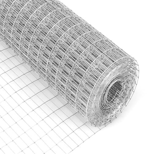 RELAX4LIFE Malla de Alambre 60 cm x 15 m con Mallado 50 x 25 mm, Valla de Alambre Galvanizado, Malla Metálica para Pajarera y Conejo, Rejilla para Jardín, Patio y Terraza, Plateado