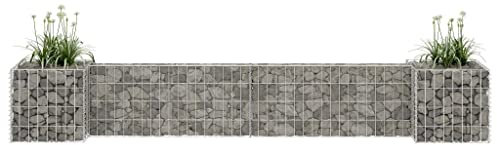 HaoChrymec Panier à Jardinière with Fil d'acier, Design en H, Panier à Pierre, Parterre Surélevé en Gabion, Jardinière à Gabion, Jardin Extérieur, Métal, 260 x 40 x 40 cm