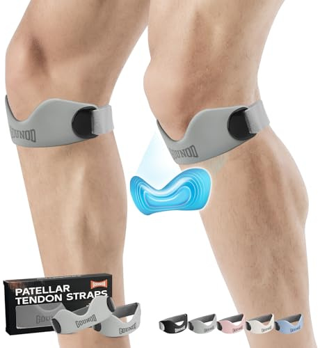 GOUNOD Osgood Schlatter - Confezione da 2 cinghie di supporto per tendine rotuleo in silicone, per alleviare il dolore al ginocchio, per basket, maglioni, tendinite, corsa, escursionismo, calcio