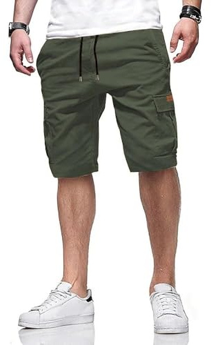 ZOXOZ Herr Cargoshorts Funktionell Design Hållbar och Bekväm För Sommar Fritid grön M