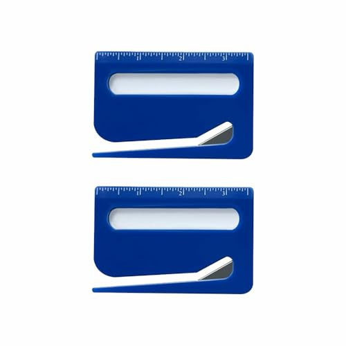 2-pack brevöppnare, 3-i-1 bärbar kuvertskärare med förstoringsglas och linjal, minipaket i plast för kontor, hem, skola (blå)