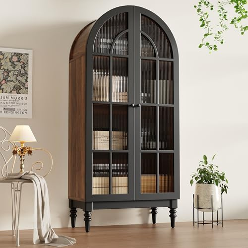Kebnor Armario de almacenamiento de arco alto, puerta de almacenamiento de arco alto para cocina y salón, armario de cocina, armario de almacenamiento, vitrina con puertas de cristal, armario con