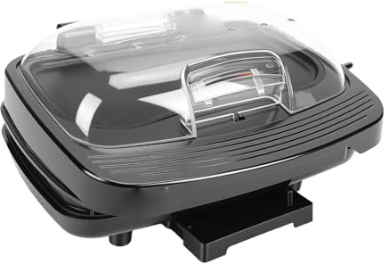 Riuulity Máquina para Hacer Hamburguesas para Desayuno, Máquina para Asar Carnes de Doble Capa de 1000 W con Superficie Antiadherente y Caja de Filtro de Aceite, para Cocina Casera (Enchufe de la UE)