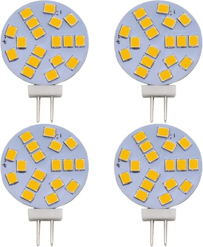 4 Stück G4 rund LED Lampen weiß 4000K, 2w ersetz 20w Halogen Stiftsockellampe Glühbirne, 12V AC/ 10-30V DC, Leuchtmittel G4 für Unterbauleuchte Einbaustrahler Möbeleinbauleuchte (4000K)