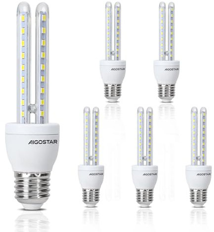 Led E27 Kaltweiß 8W ersetzt 50W Leuchtmittel Birne Lampe 6400K 640 Lumen Abstrahlwinkel 360 Grad A60 Glühbirnen T3 2U Maiskolben Energiesparlampe 5 Stücke