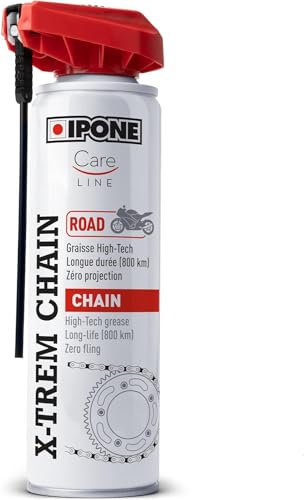 IPONE - Grasso per Catene Moto su Strada X-trem - Bottiglia Spray con Diffusore Multiposizione da 250 ml - 800 km di Durata - Getto preciso, Senza Schizzi