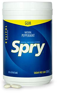 Spry Fresh Natural Xylitol Chewing Gum Dental Defense System - Aspartame-Free, Sugar-Free, Non-GMO, Gluten-Free (Peppermint, 550 Count - Pack of 1)