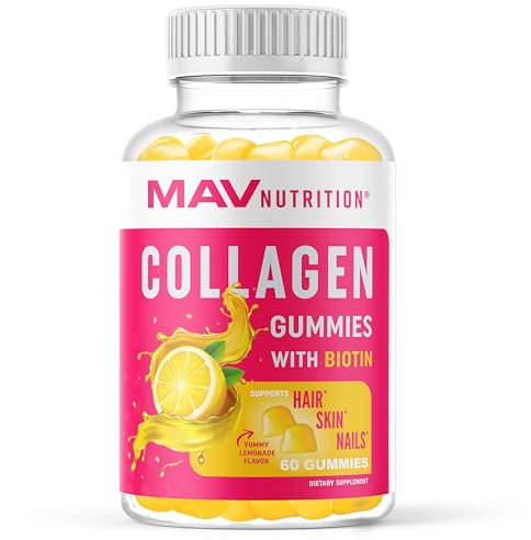 Collagen Gummies for Women | 200mg Hydrolyzed Collagen + 2500mcg Biotin, with Vitamin C, E & Zinc | Anti Aging, Hair Growth, Skin, Strong Nails | Non-GMO Collagen Supplements for Women | 60 Count