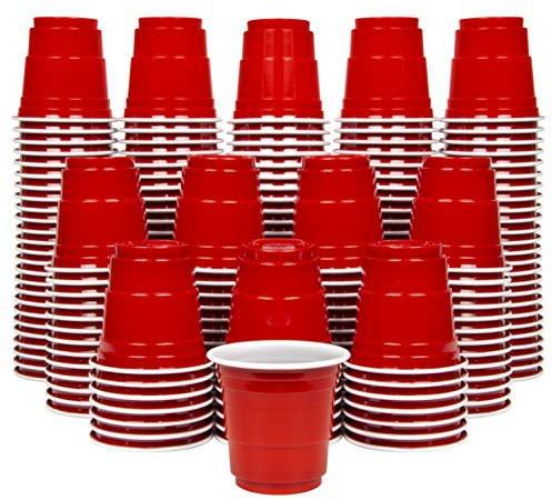 GoBig 200 Pack 2 oz Plastic Shot Cups - Mini 2oz Party Cups, Red